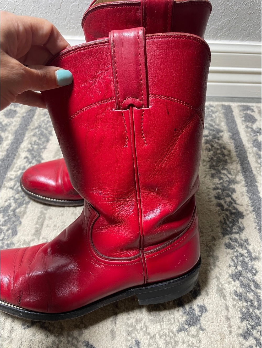 Women’s Justin vintage red round toe western roper size 6.5 B - Picture 6 of 9